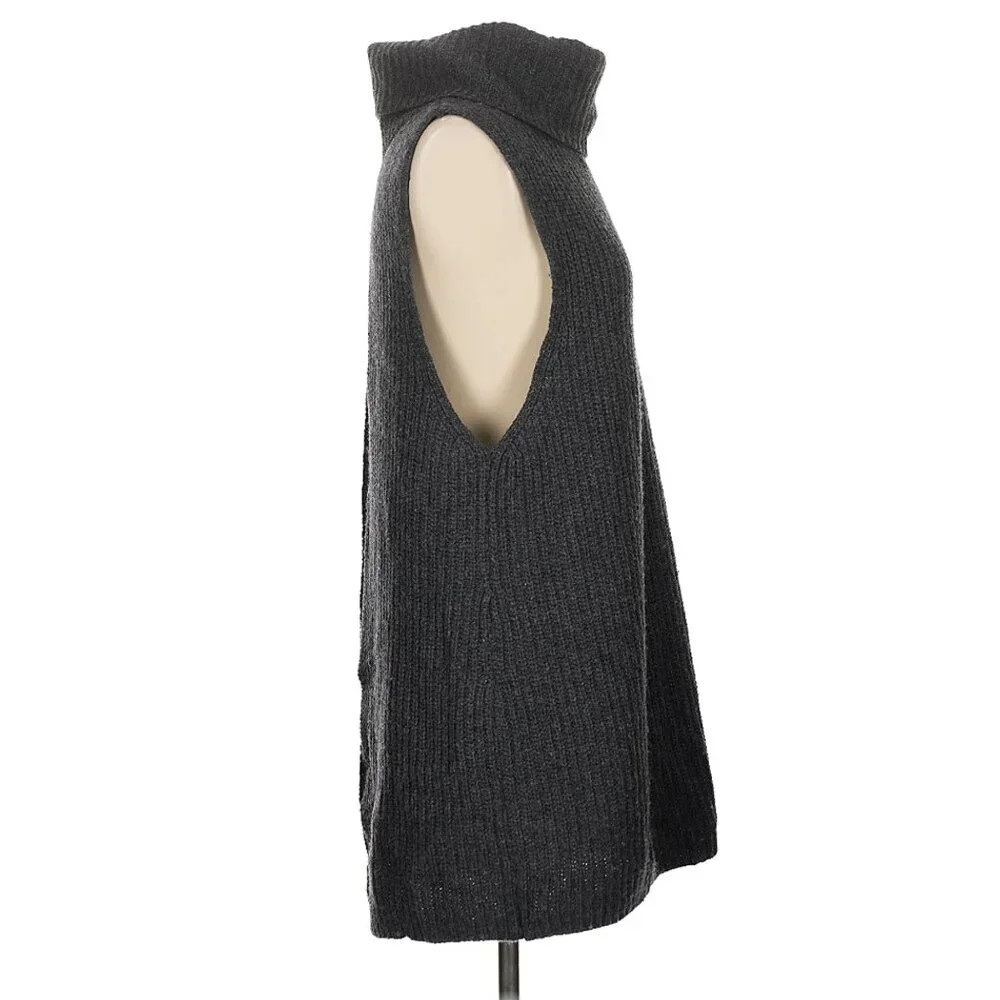 Free People Gray Need It Now Lambswool Turtleneck Sweater S Split Back Small - Picture 4 of 7